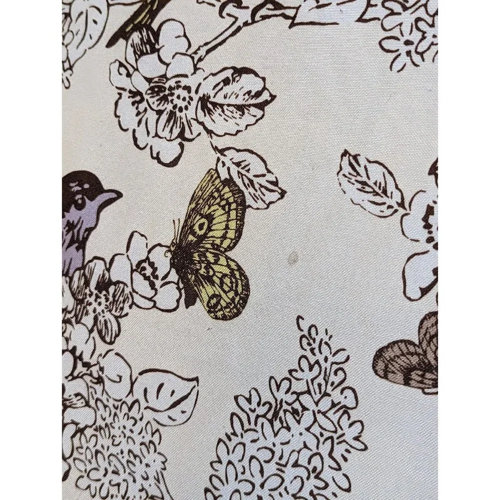 Fabric Shower Curtain Birds Beige Brown Yellow On Nest 72” x 72”
